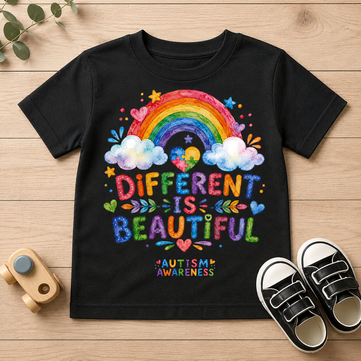 Toddler Tee — "Different Is Beautiful" Rainbow Autism Awareness Shirt
