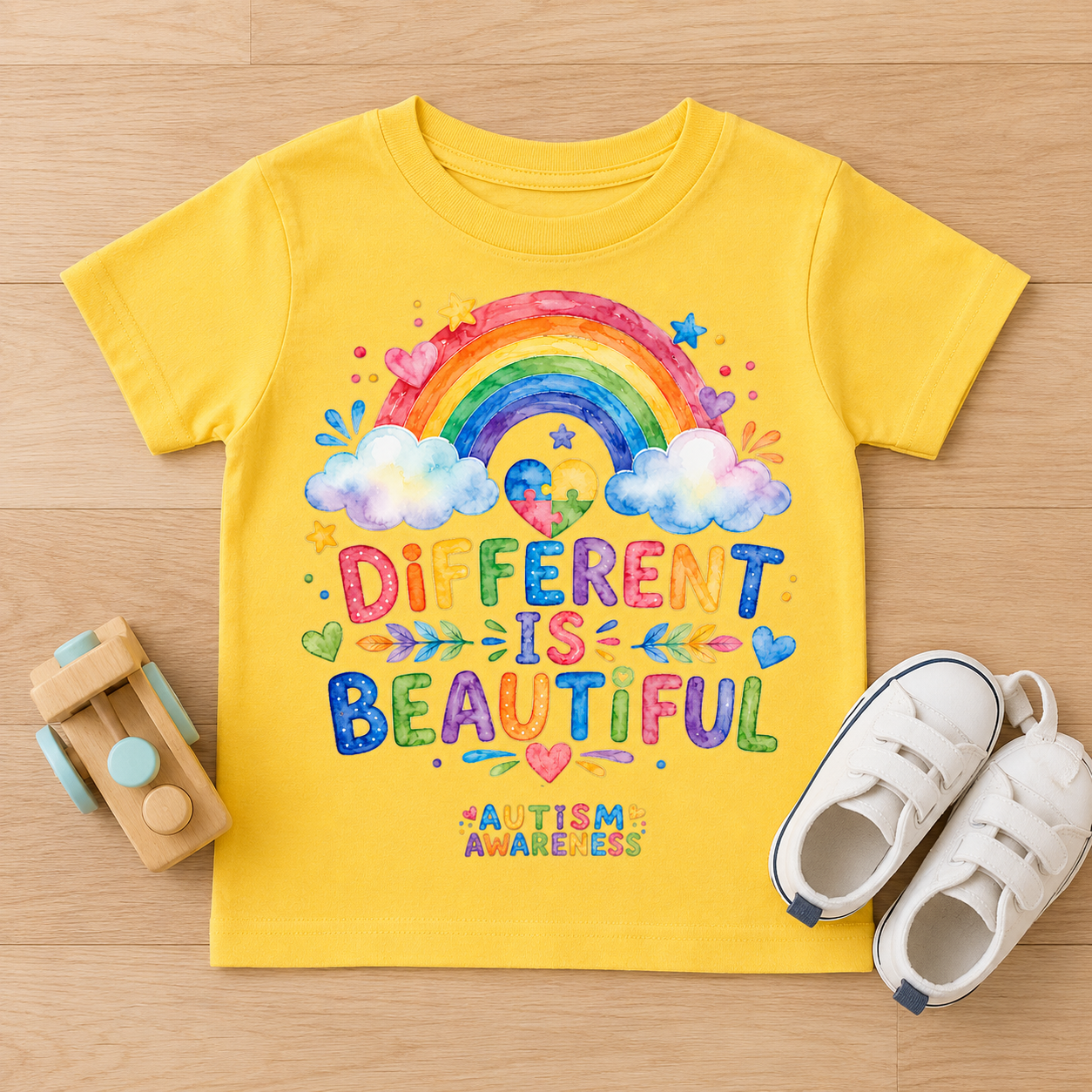 Toddler Tee — "Different Is Beautiful" Rainbow Autism Awareness Shirt
