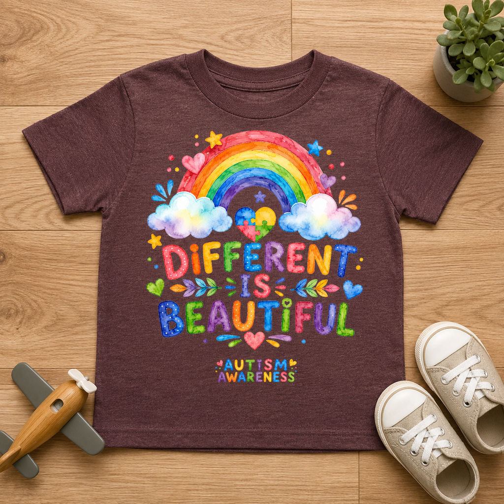 Toddler Tee — "Different Is Beautiful" Rainbow Autism Awareness Shirt