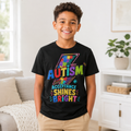 Youth Tee — 'Autism Acceptance Shines Bright' Colorful Lightning Bolt