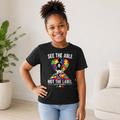 Youth Tee — "See The Able Not The Label" Autism Puzzle Heart Shirt