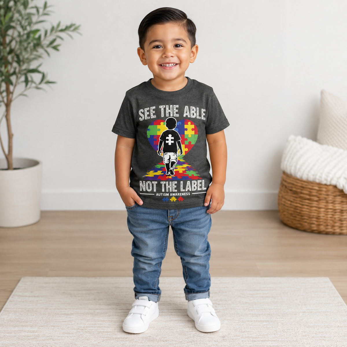 Toddler Tee — “See the Able, Not the Label” Autism Puzzle Heart