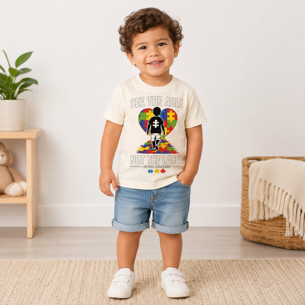 Toddler Tee — “See the Able, Not the Label” Autism Puzzle Heart