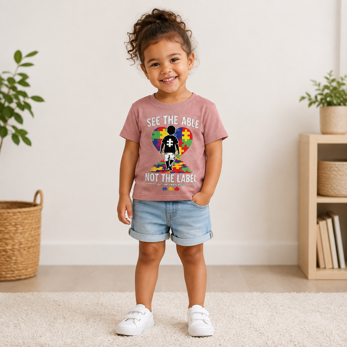 Toddler Tee — “See the Able, Not the Label” Autism Puzzle Heart