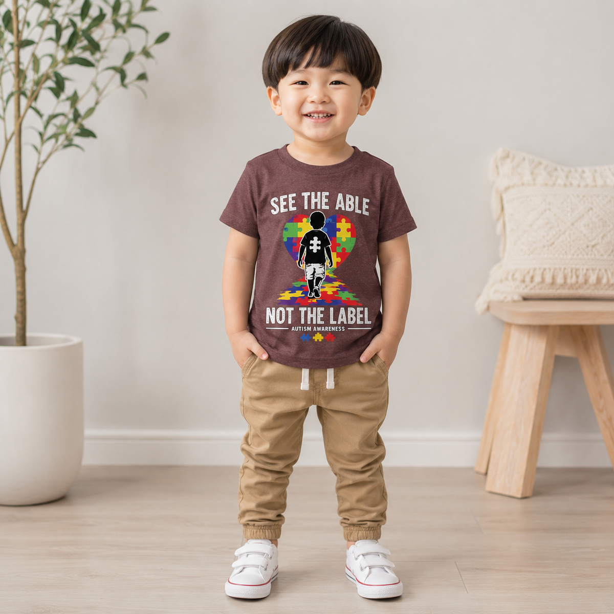 Toddler Tee — “See the Able, Not the Label” Autism Puzzle Heart