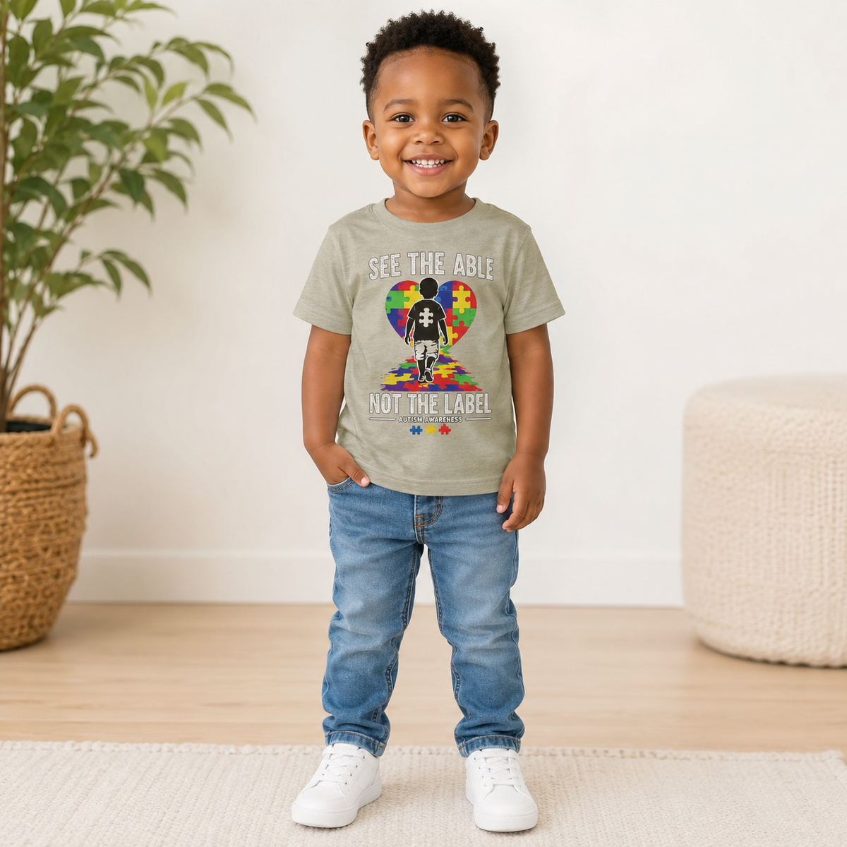 Toddler Tee — “See the Able, Not the Label” Autism Puzzle Heart