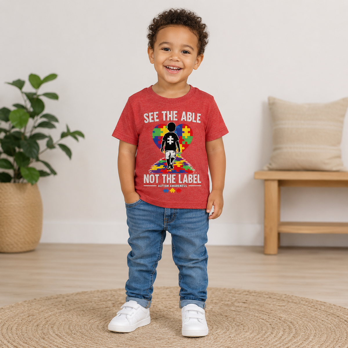 Toddler Tee — “See the Able, Not the Label” Autism Puzzle Heart