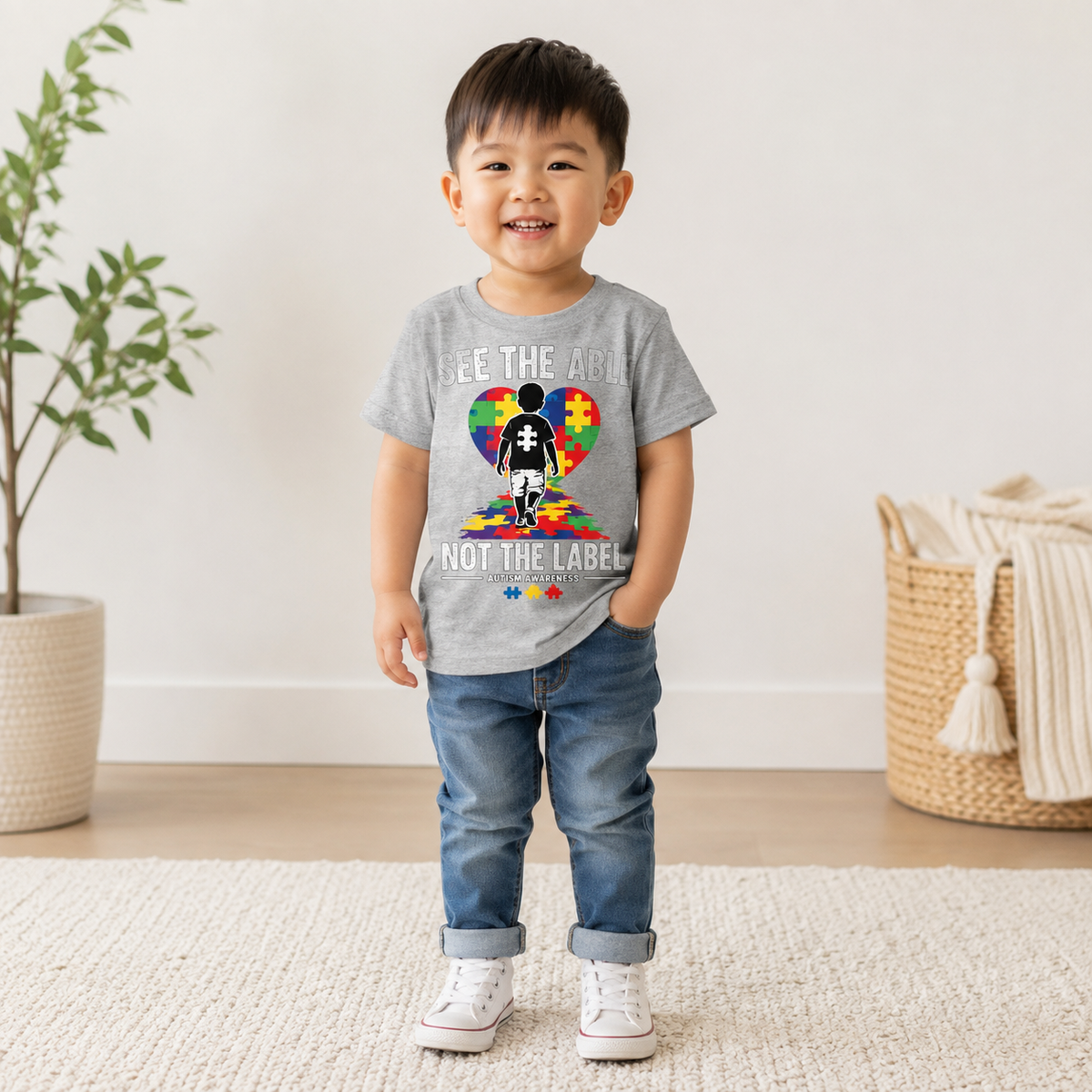 Toddler Tee — “See the Able, Not the Label” Autism Puzzle Heart