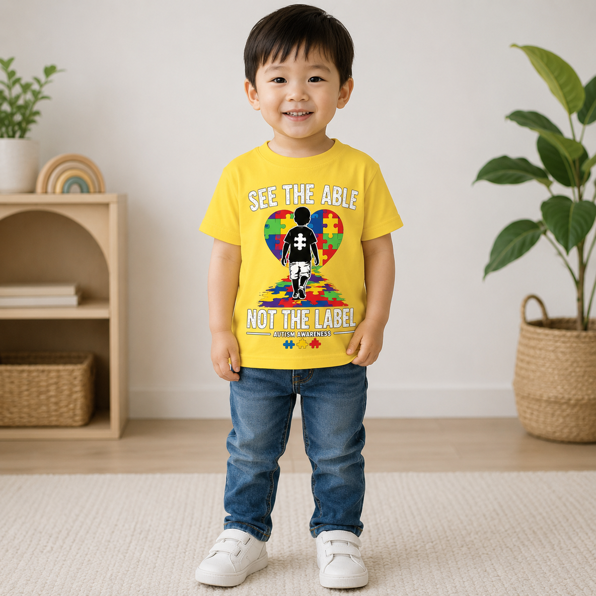 Toddler Tee — “See the Able, Not the Label” Autism Puzzle Heart
