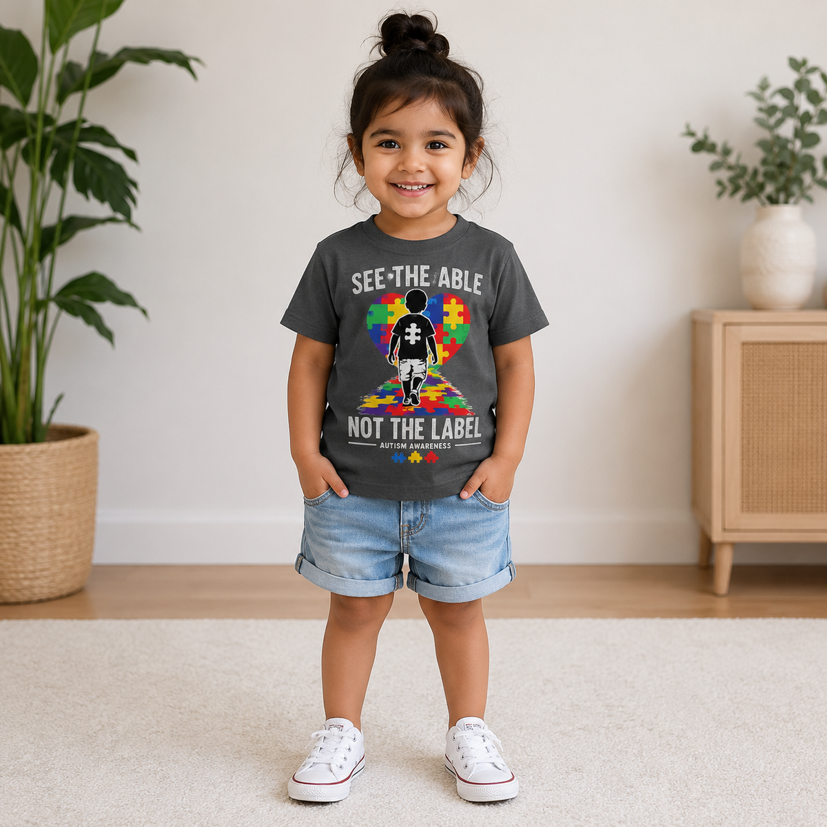 Toddler Tee — “See the Able, Not the Label” Autism Puzzle Heart
