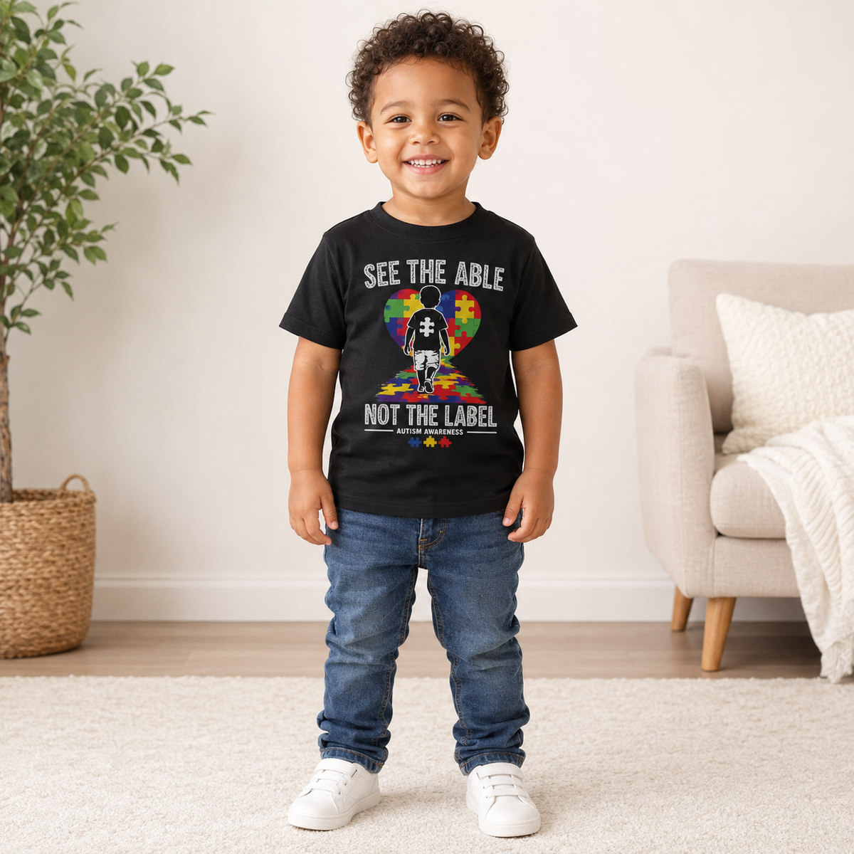 Toddler Tee — “See the Able, Not the Label” Autism Puzzle Heart