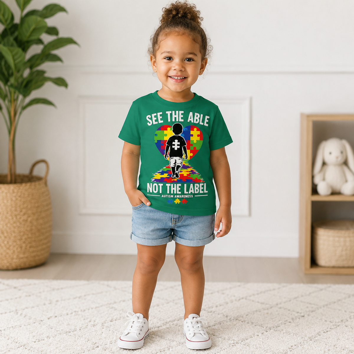 Toddler Tee — “See the Able, Not the Label” Autism Puzzle Heart