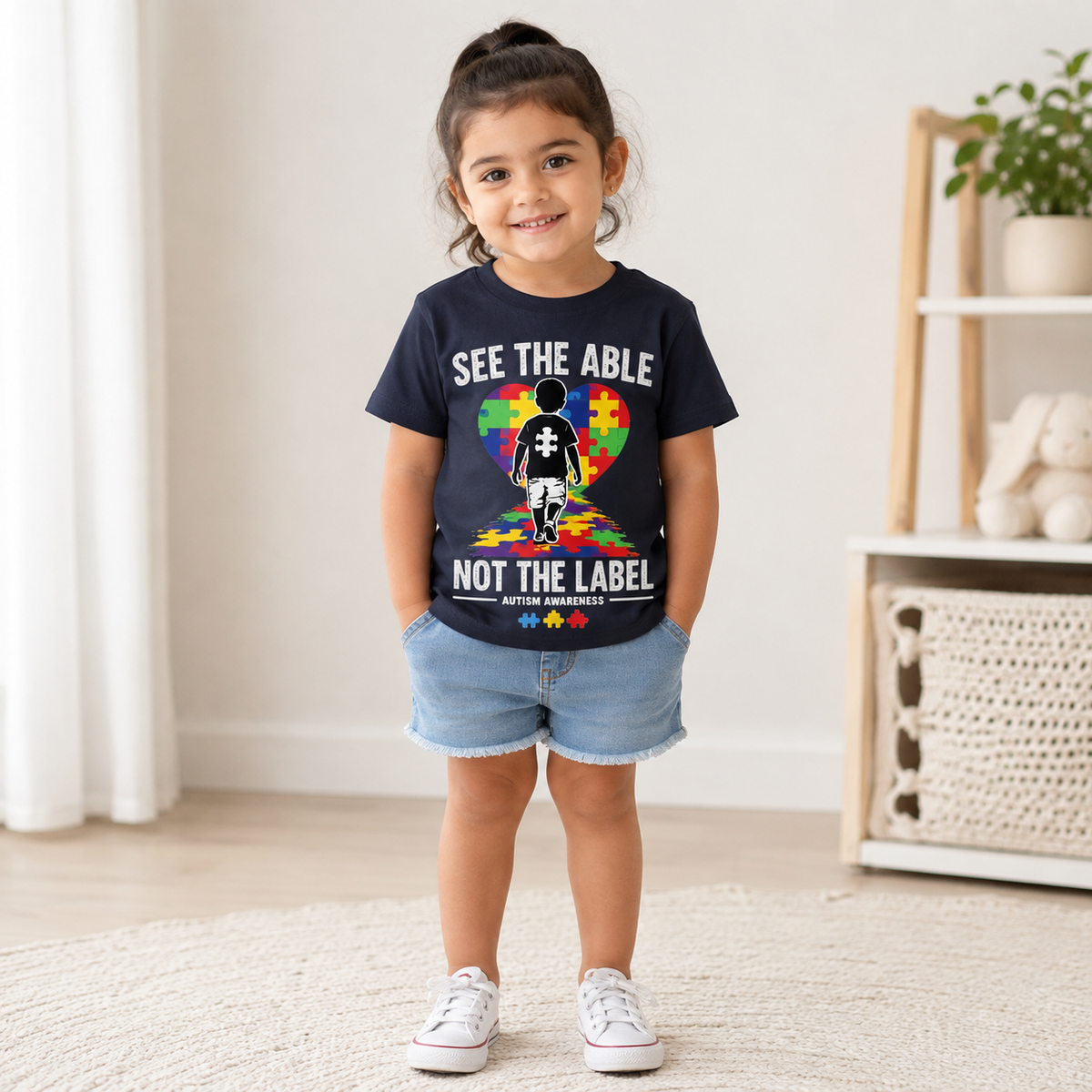 Toddler Tee — “See the Able, Not the Label” Autism Puzzle Heart