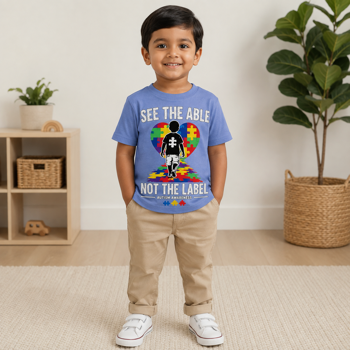 Toddler Tee — “See the Able, Not the Label” Autism Puzzle Heart