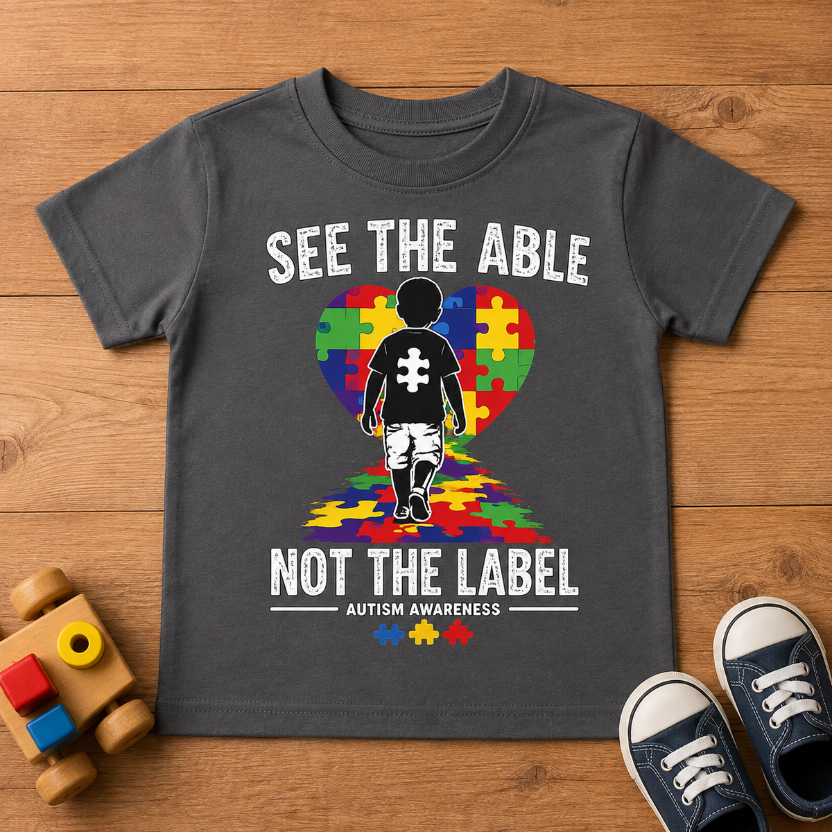 Toddler Tee — “See the Able, Not the Label” Autism Puzzle Heart