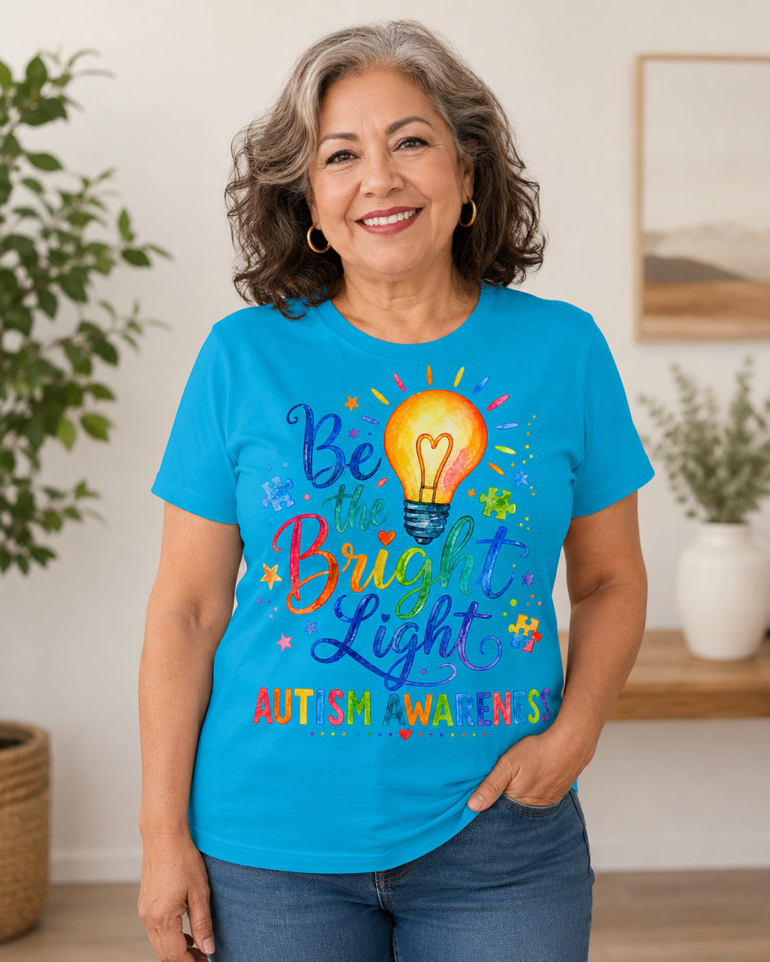 Unisex — "Be the Bright Light" Colorful Puzzle Tee