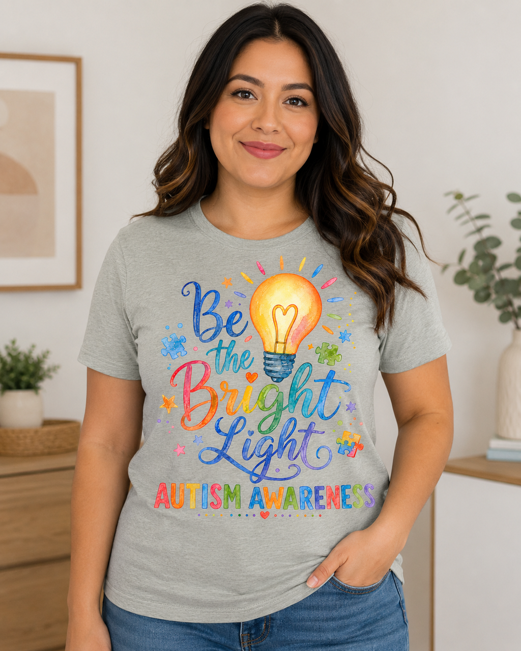 Unisex — "Be the Bright Light" Colorful Puzzle Tee