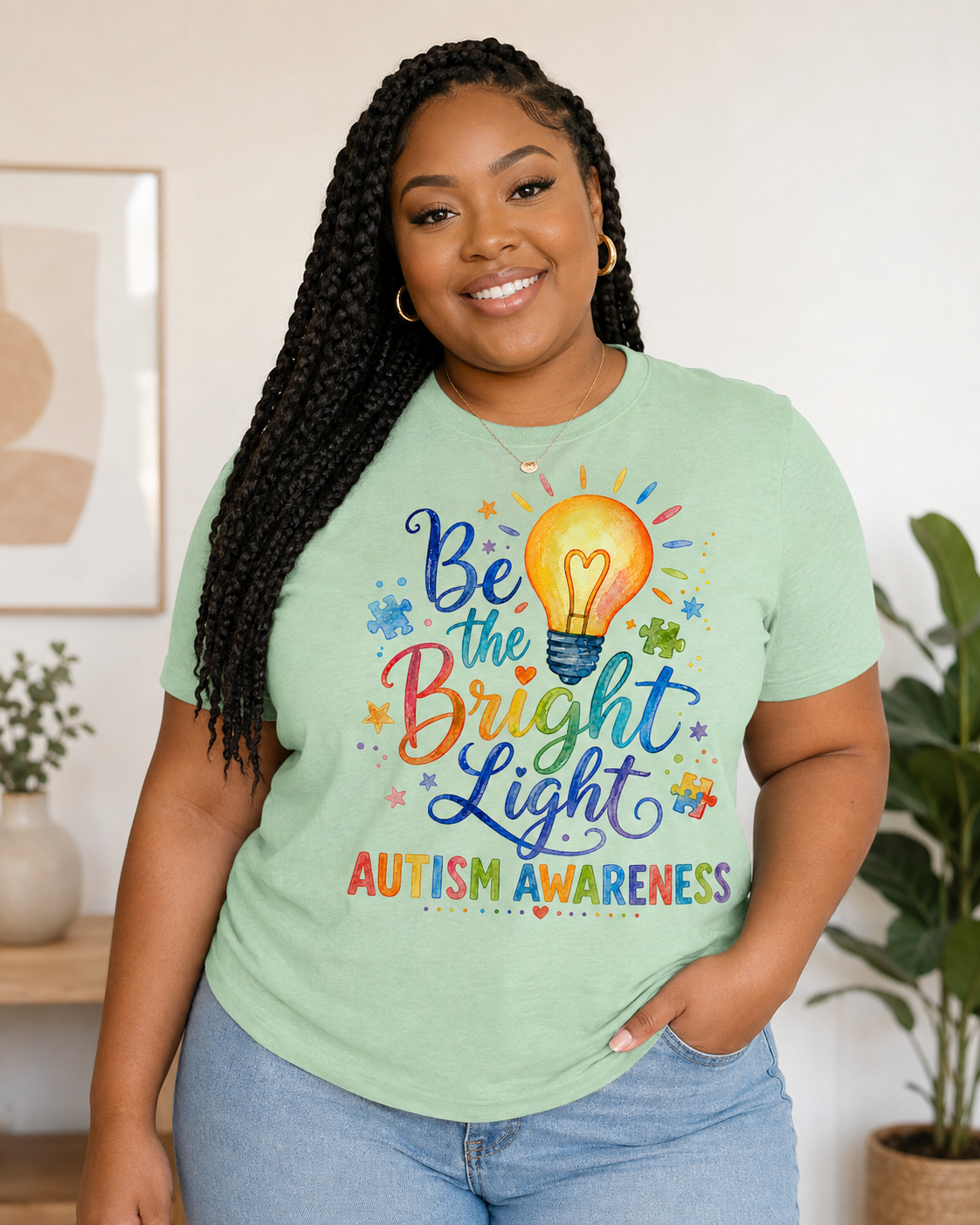 Unisex — "Be the Bright Light" Colorful Puzzle Tee