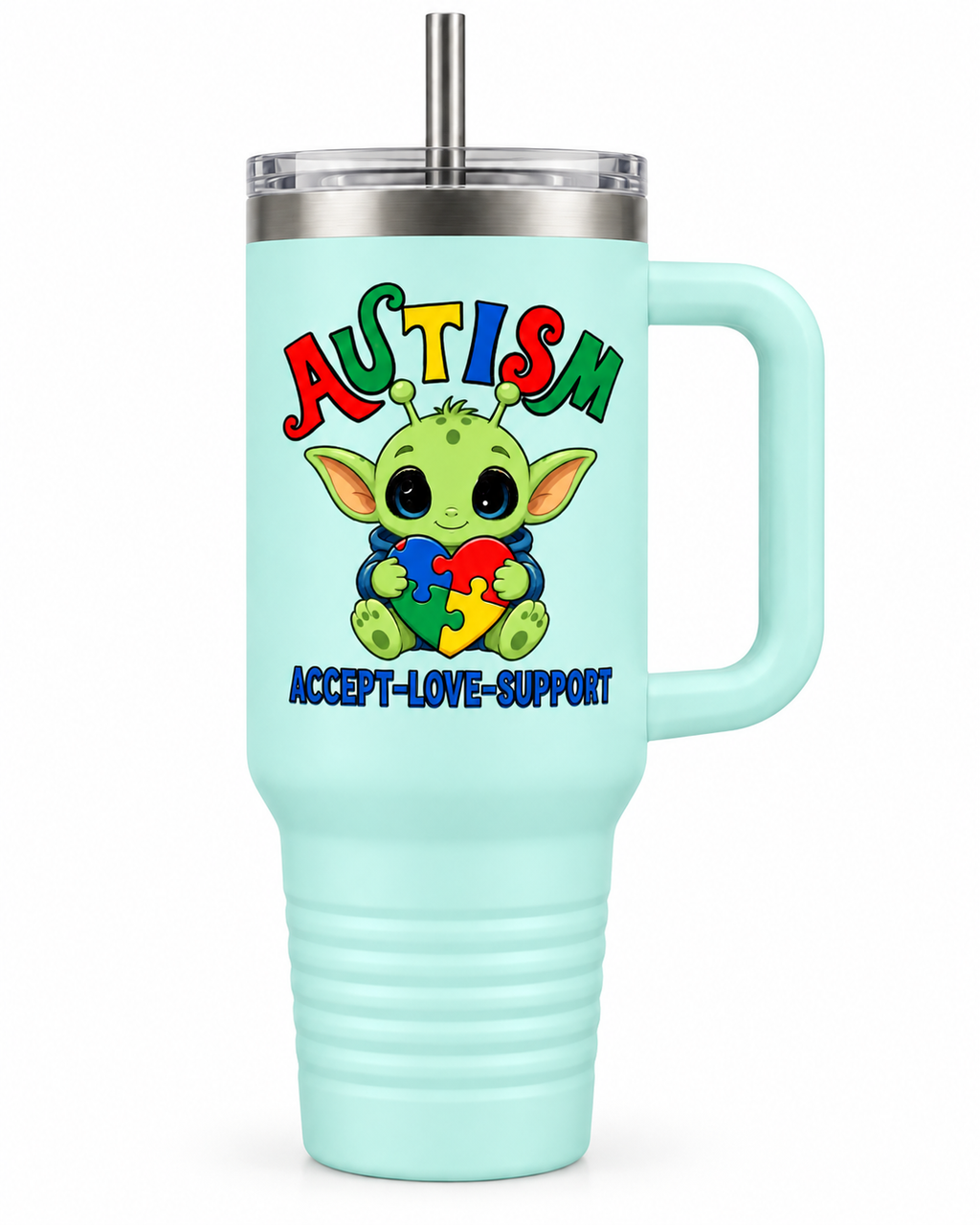 "Accept • Love • Support" — Autism Support 40oz Insulated Travel Mug