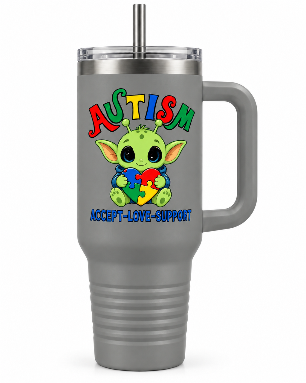 "Accept • Love • Support" — Autism Support 40oz Insulated Travel Mug