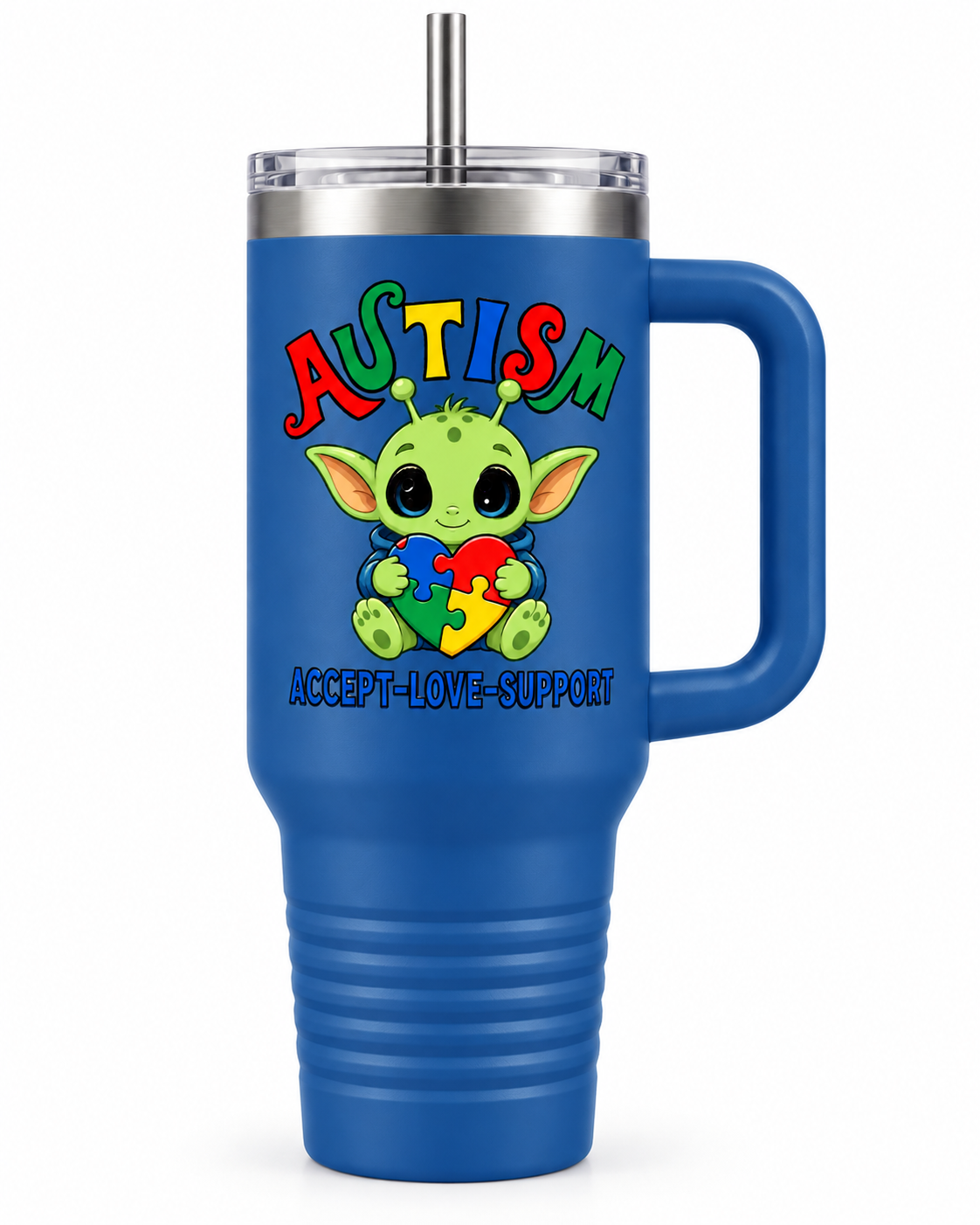 "Accept • Love • Support" — Autism Support 40oz Insulated Travel Mug
