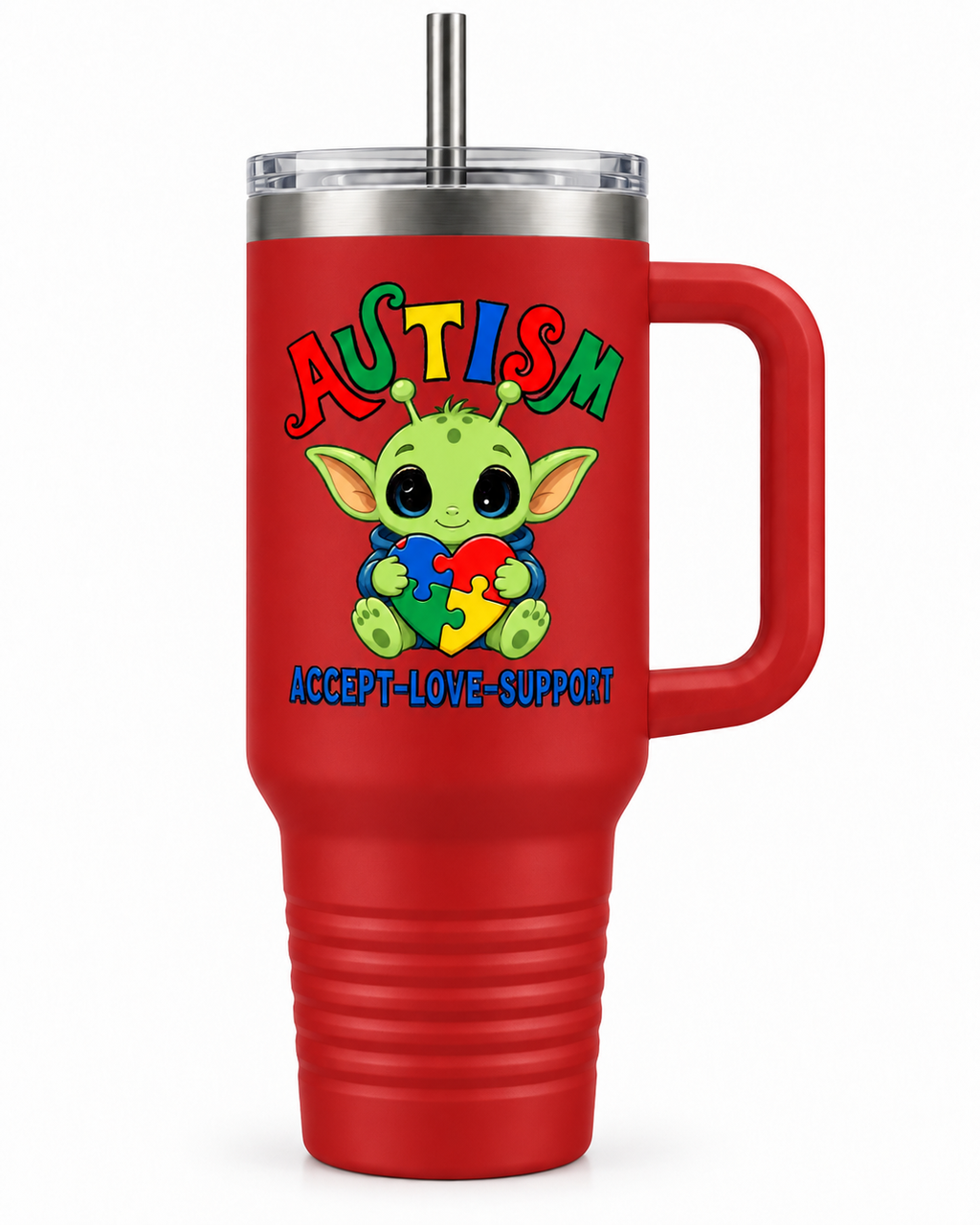 "Accept • Love • Support" — Autism Support 40oz Insulated Travel Mug