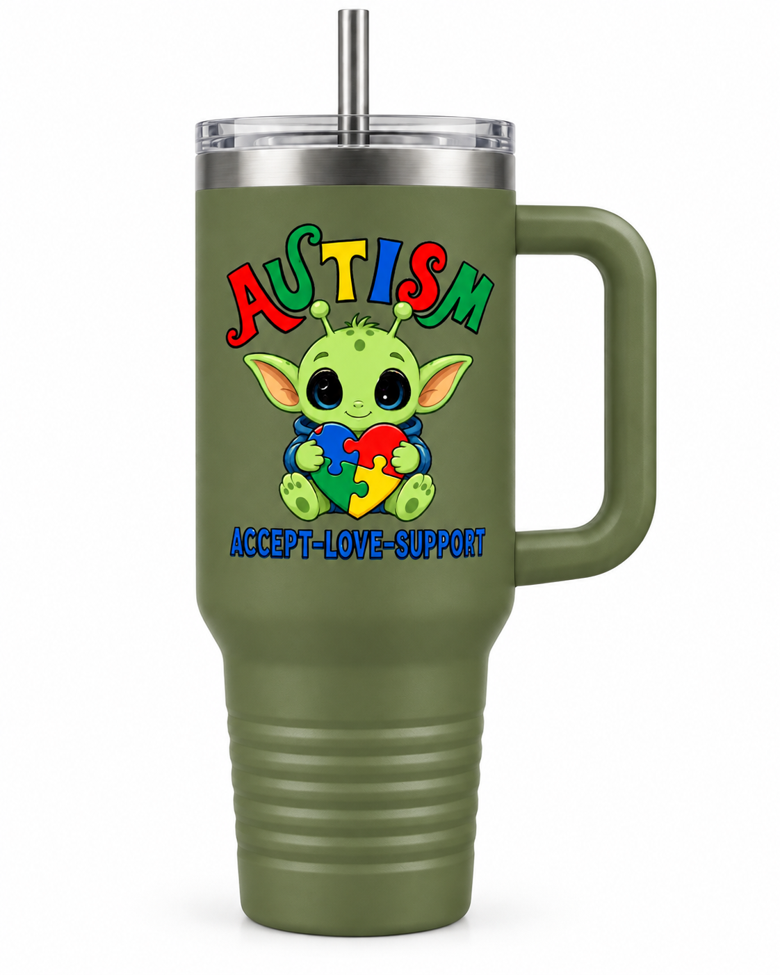 "Accept • Love • Support" — Autism Support 40oz Insulated Travel Mug
