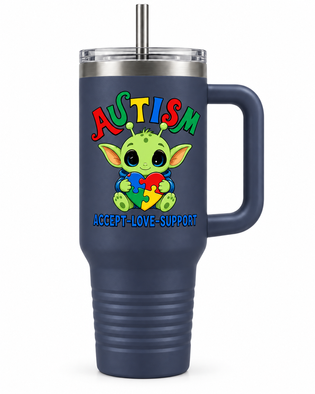 "Accept • Love • Support" — Autism Support 40oz Insulated Travel Mug