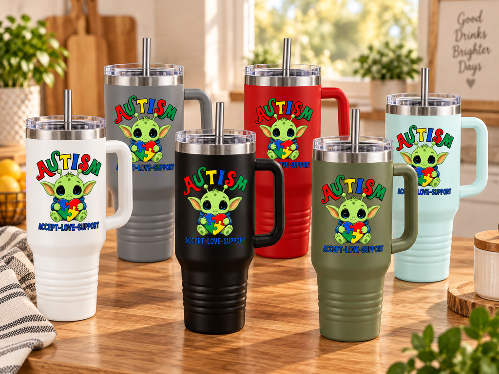 "Accept • Love • Support" — Autism Support 40oz Insulated Travel Mug