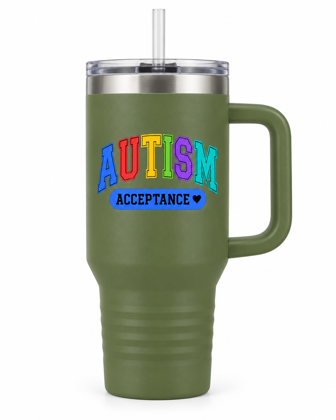 “Rainbow Autism Acceptance” — 40oz Insulated Travel Mug