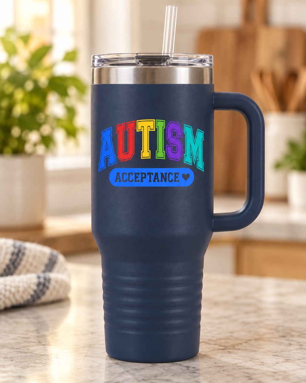 “Rainbow Autism Acceptance” — 40oz Insulated Travel Mug