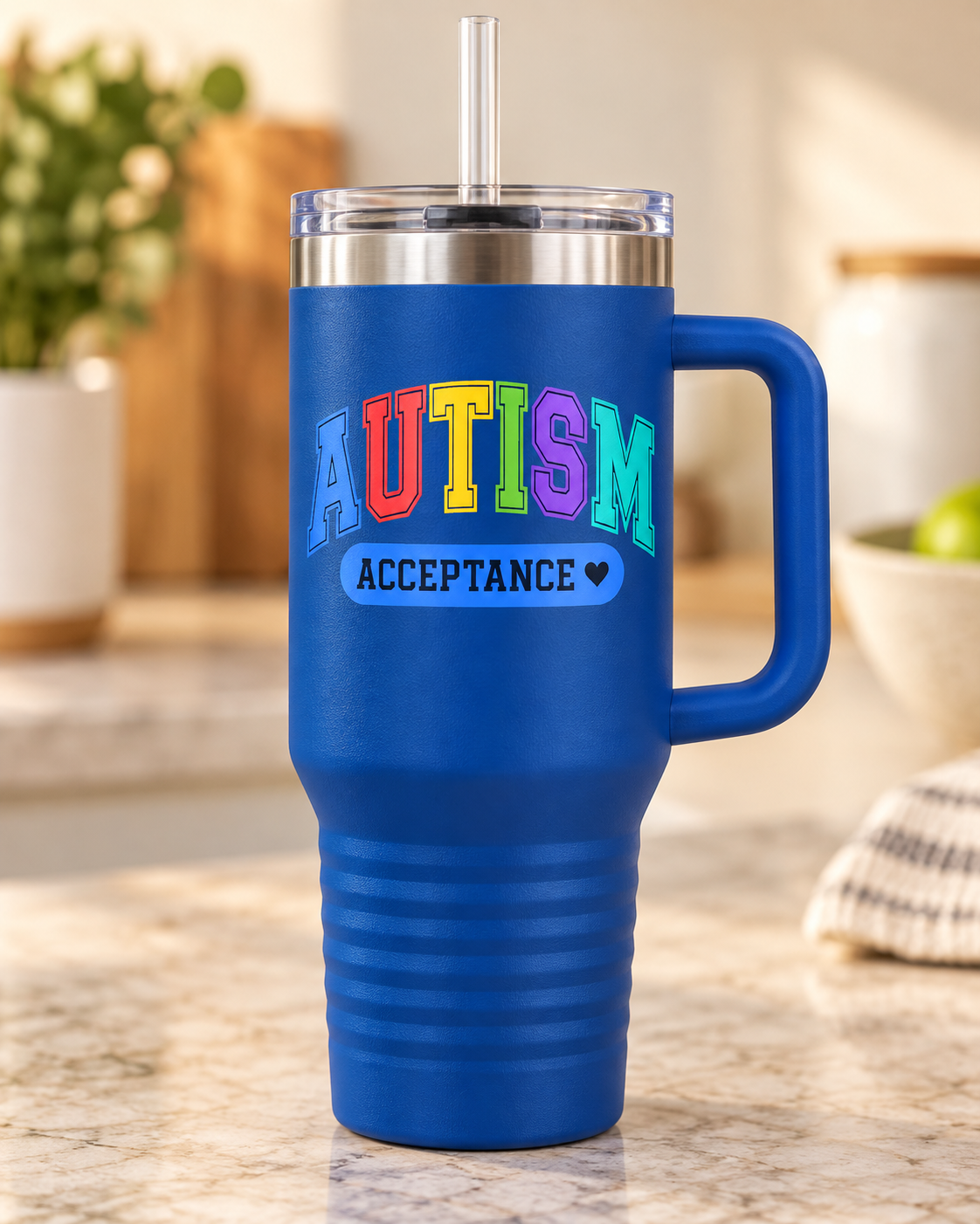 “Rainbow Autism Acceptance” — 40oz Insulated Travel Mug