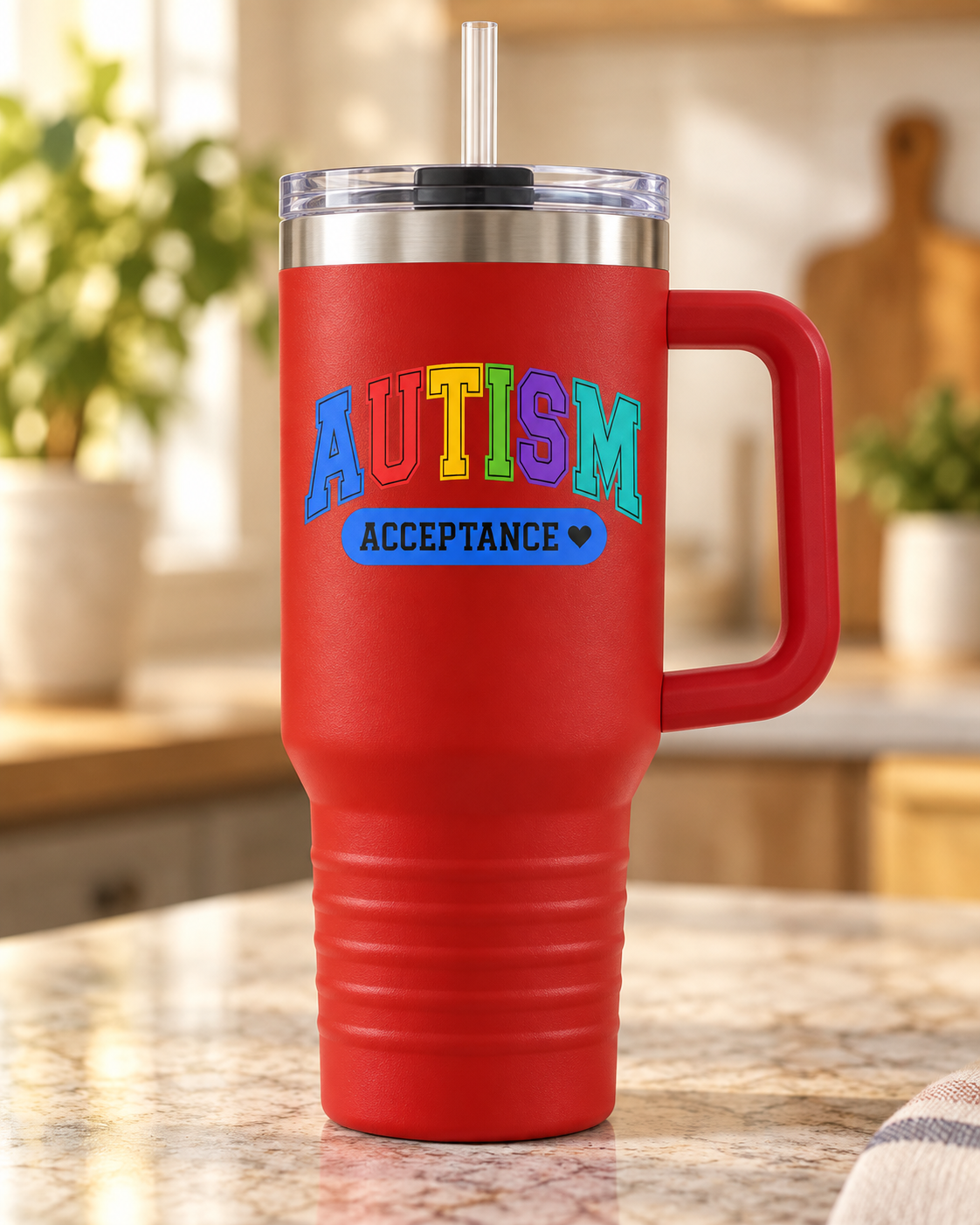 “Rainbow Autism Acceptance” — 40oz Insulated Travel Mug