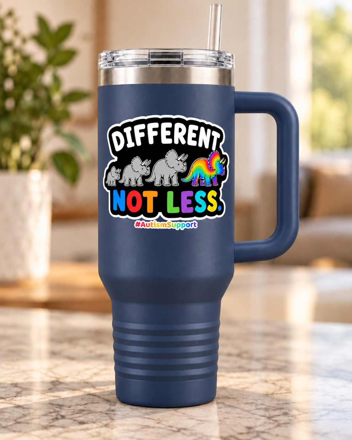 “Different Not Less” — Autism Support 40oz Insulated Travel Mug