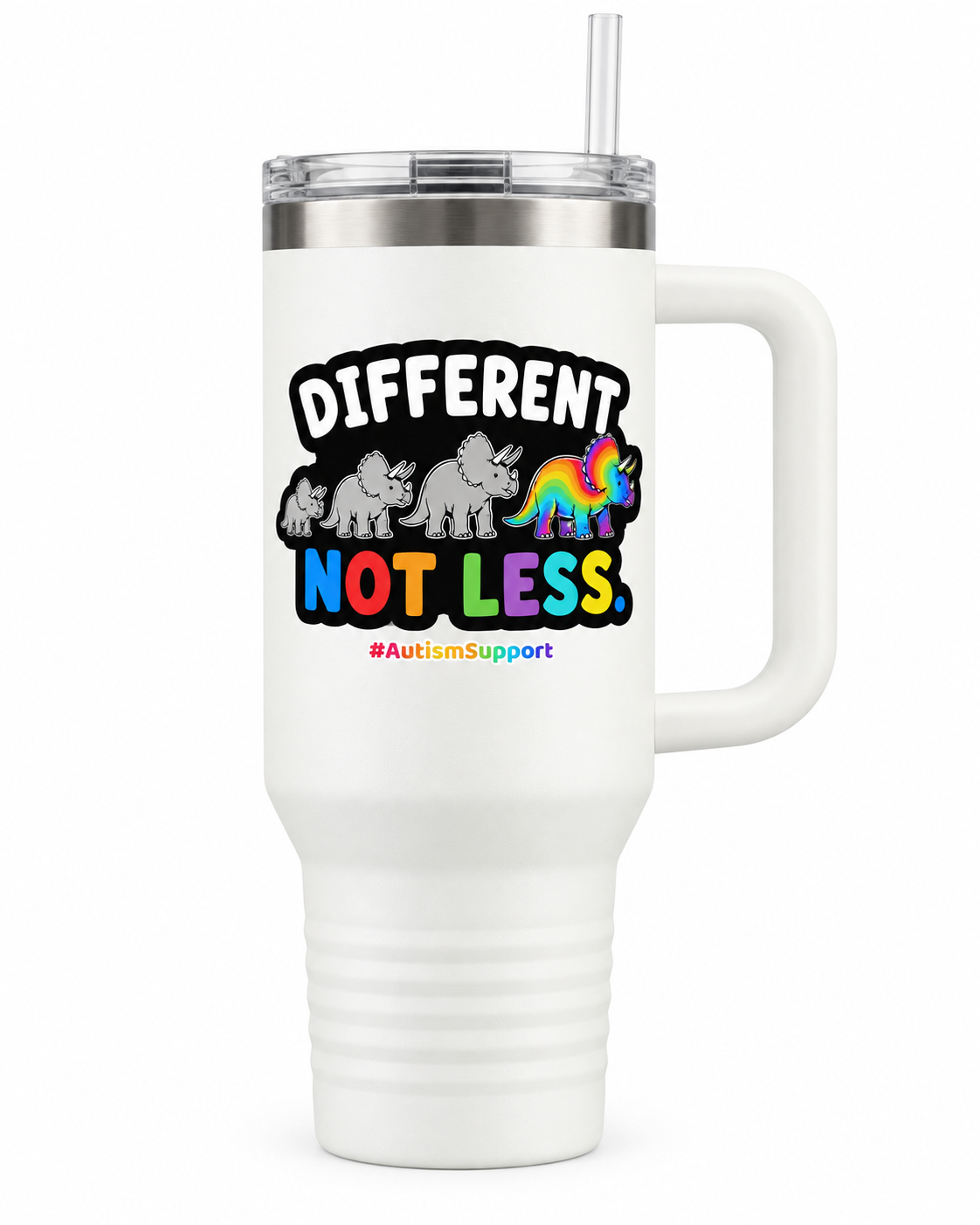“Different Not Less” — Autism Support 40oz Insulated Travel Mug
