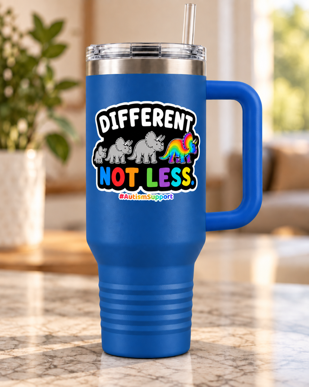 “Different Not Less” — Autism Support 40oz Insulated Travel Mug
