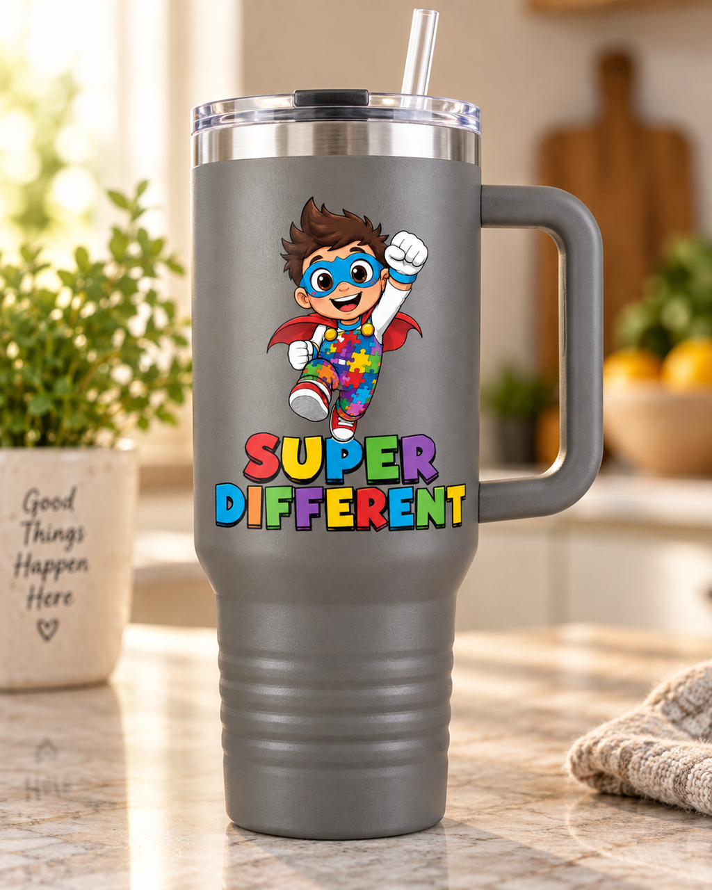 “Super Different” — Autism Support 40oz Insulated Travel Mug