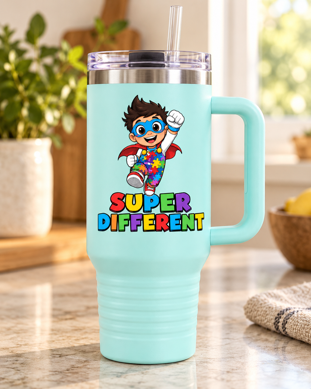 “Super Different” — Autism Support 40oz Insulated Travel Mug