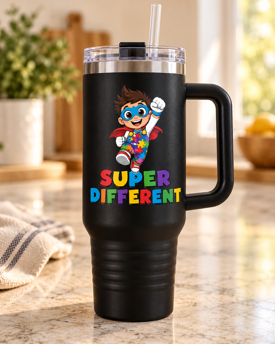 “Super Different” — Autism Support 40oz Insulated Travel Mug