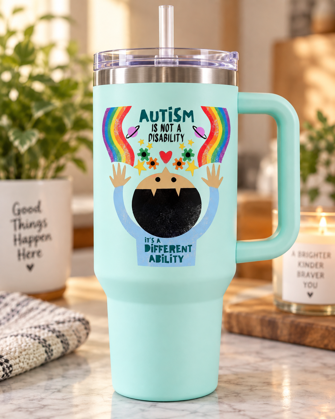 “Different Ability” — Autism Support 40oz Insulated Travel Mug