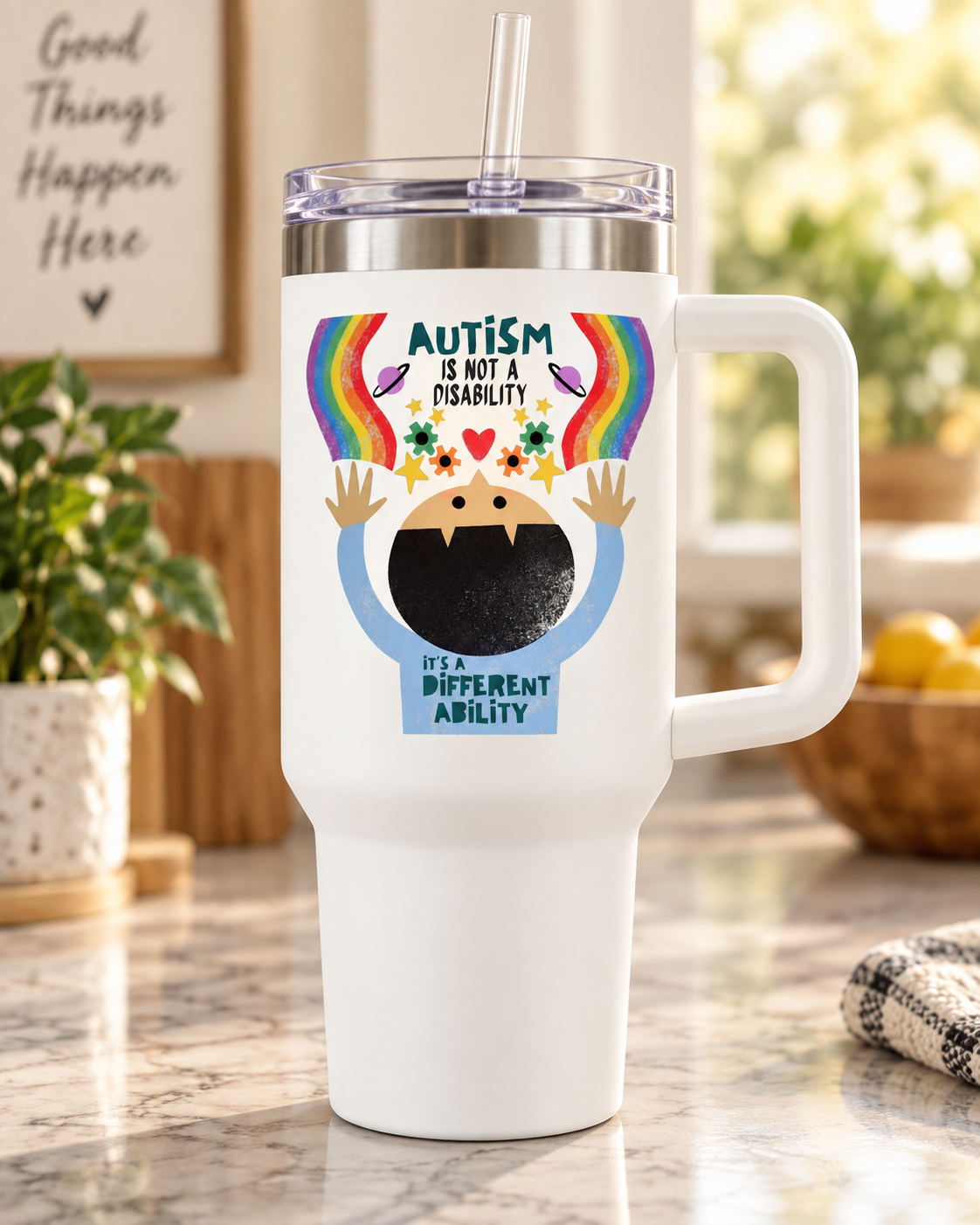 “Different Ability” — Autism Support 40oz Insulated Travel Mug