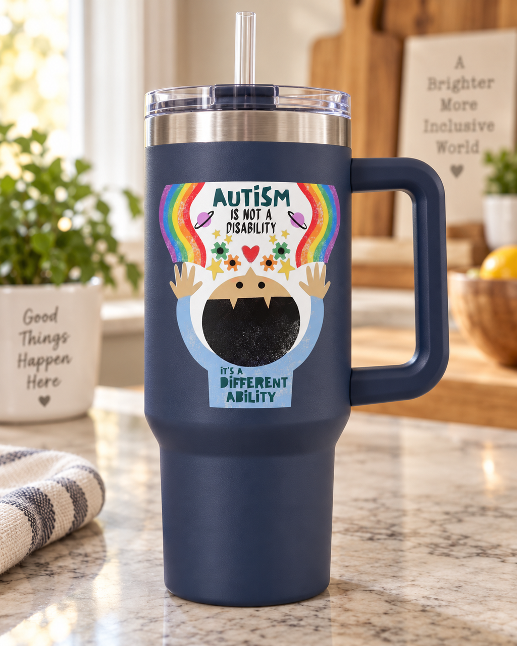 “Different Ability” — Autism Support 40oz Insulated Travel Mug