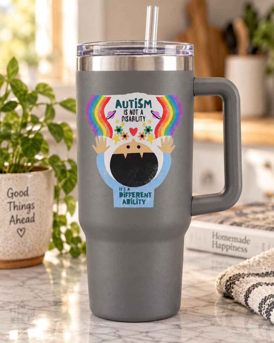 “Different Ability” — Autism Support 40oz Insulated Travel Mug