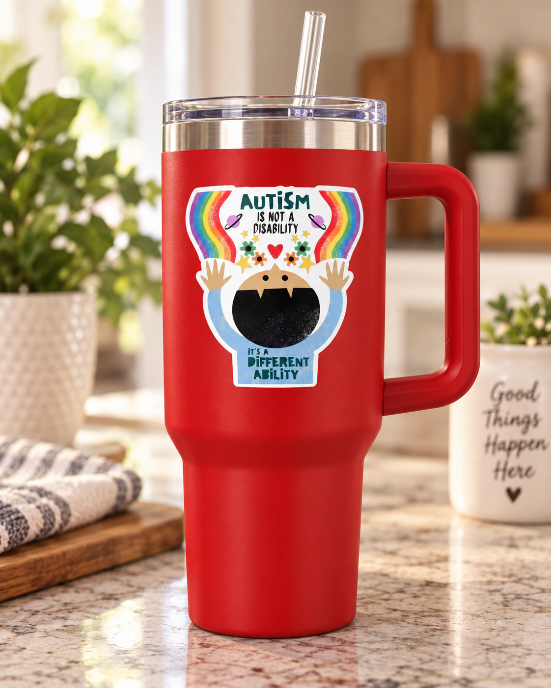 “Different Ability” — Autism Support 40oz Insulated Travel Mug