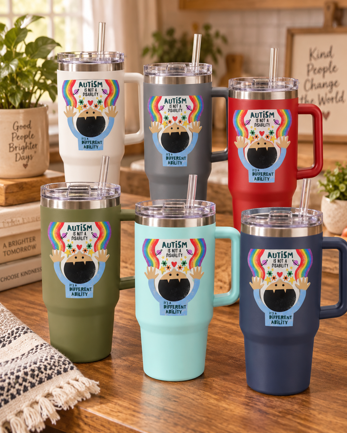 “Different Ability” — Autism Support 40oz Insulated Travel Mug
