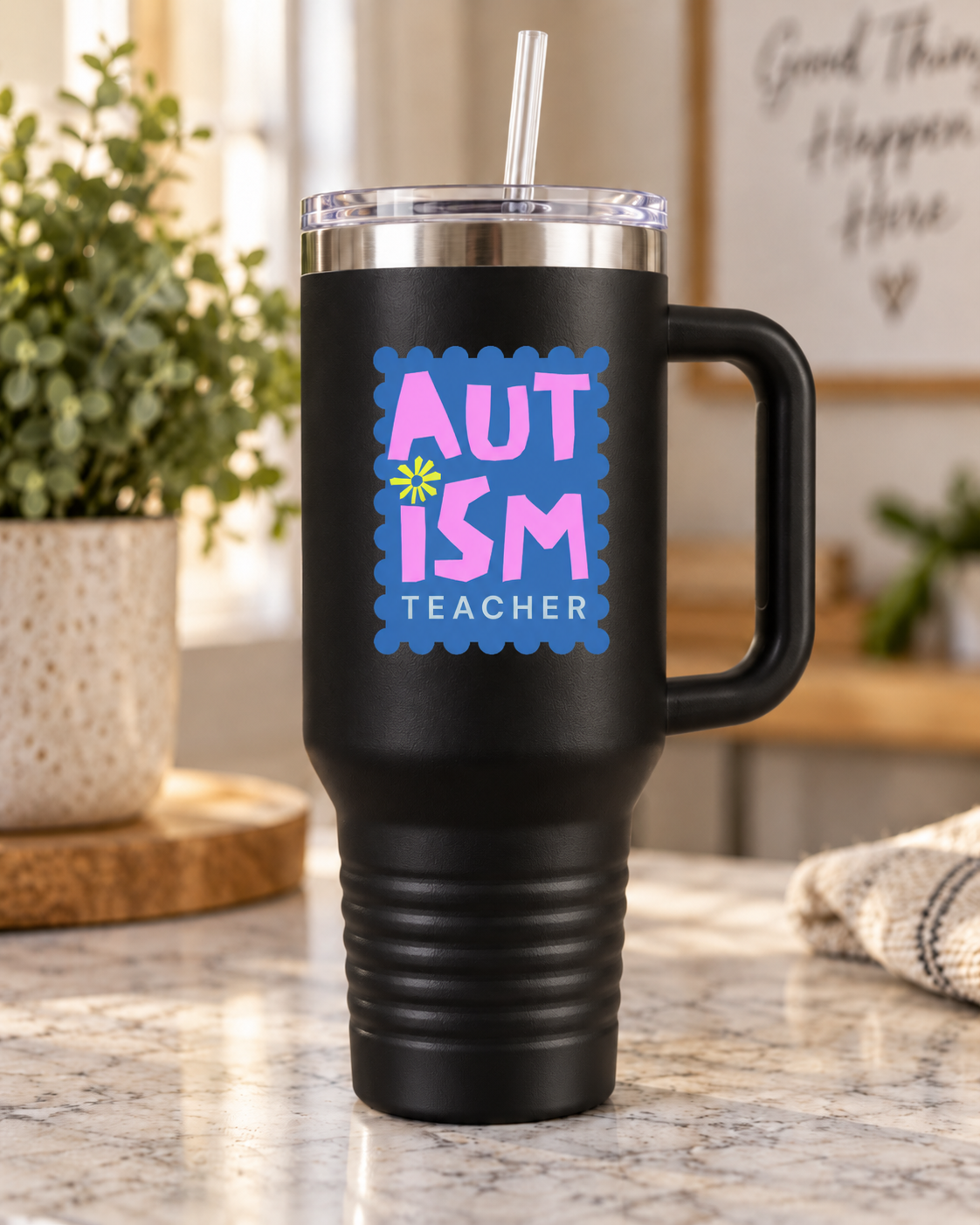 “Autism Teacher” — Autism Support 40oz Insulated Travel Mug