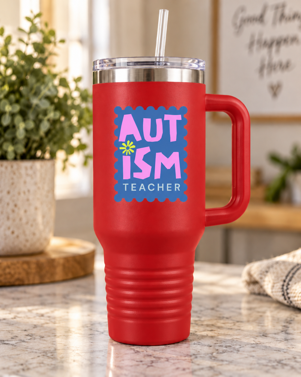 “Autism Teacher” — Autism Support 40oz Insulated Travel Mug
