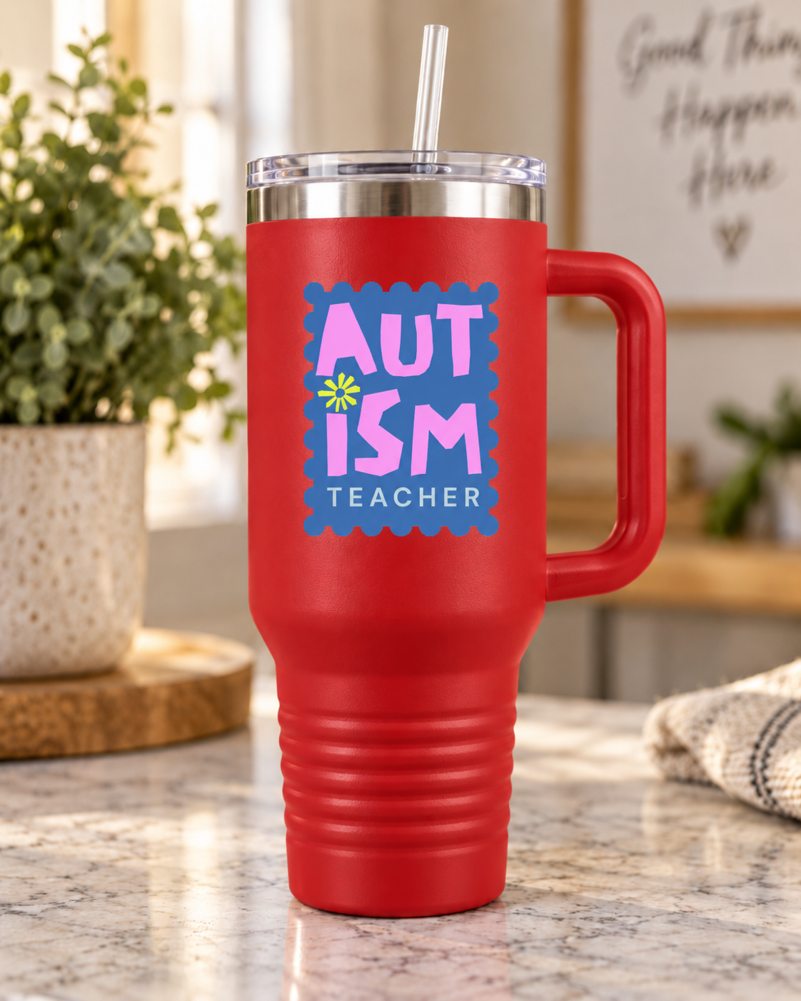 “Autism Teacher” — Autism Support 40oz Insulated Travel Mug