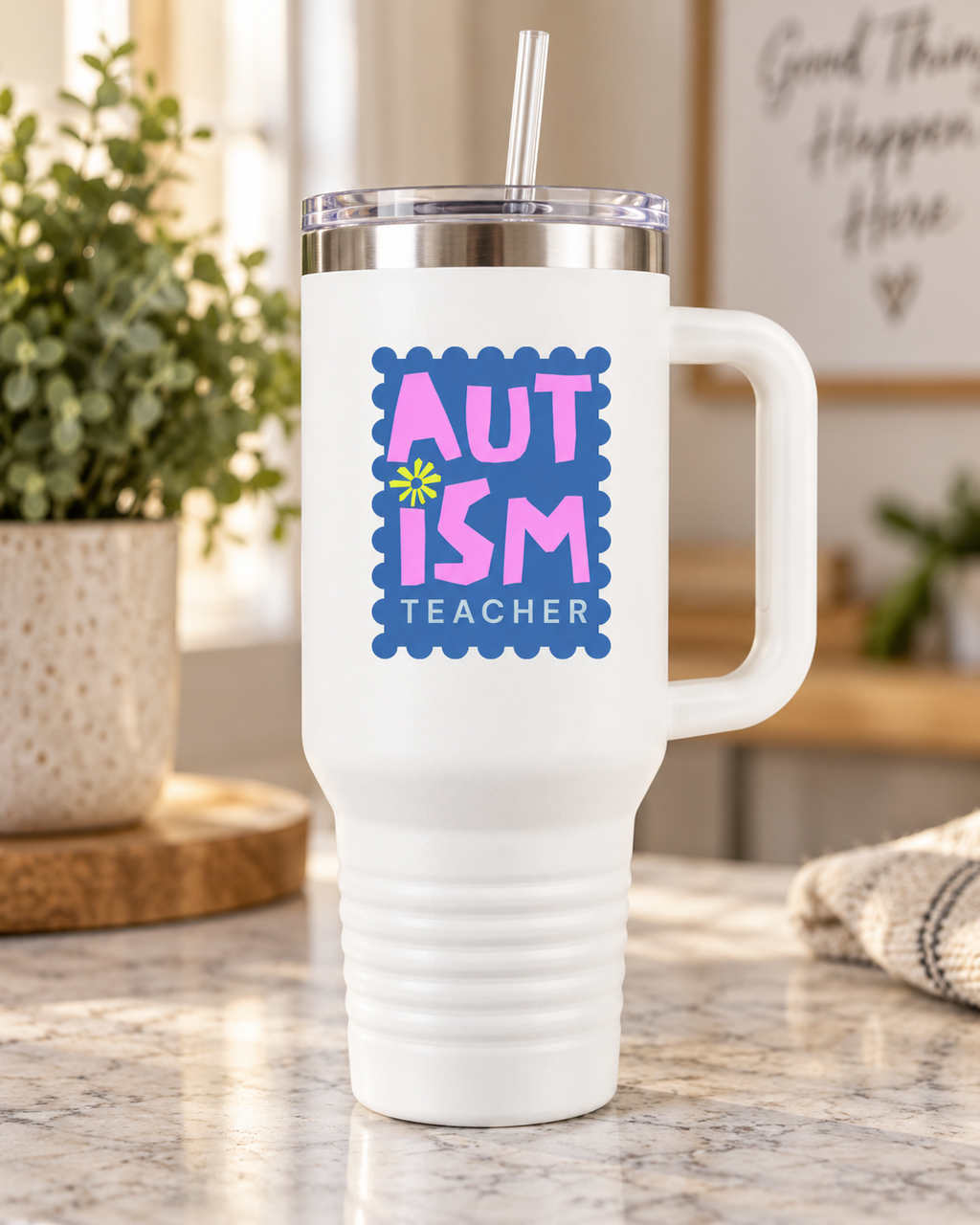“Autism Teacher” — Autism Support 40oz Insulated Travel Mug