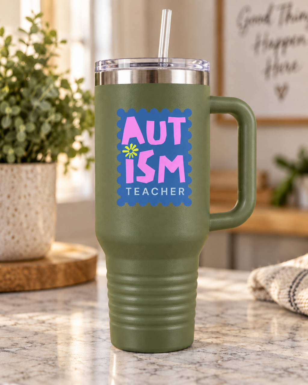 “Autism Teacher” — Autism Support 40oz Insulated Travel Mug